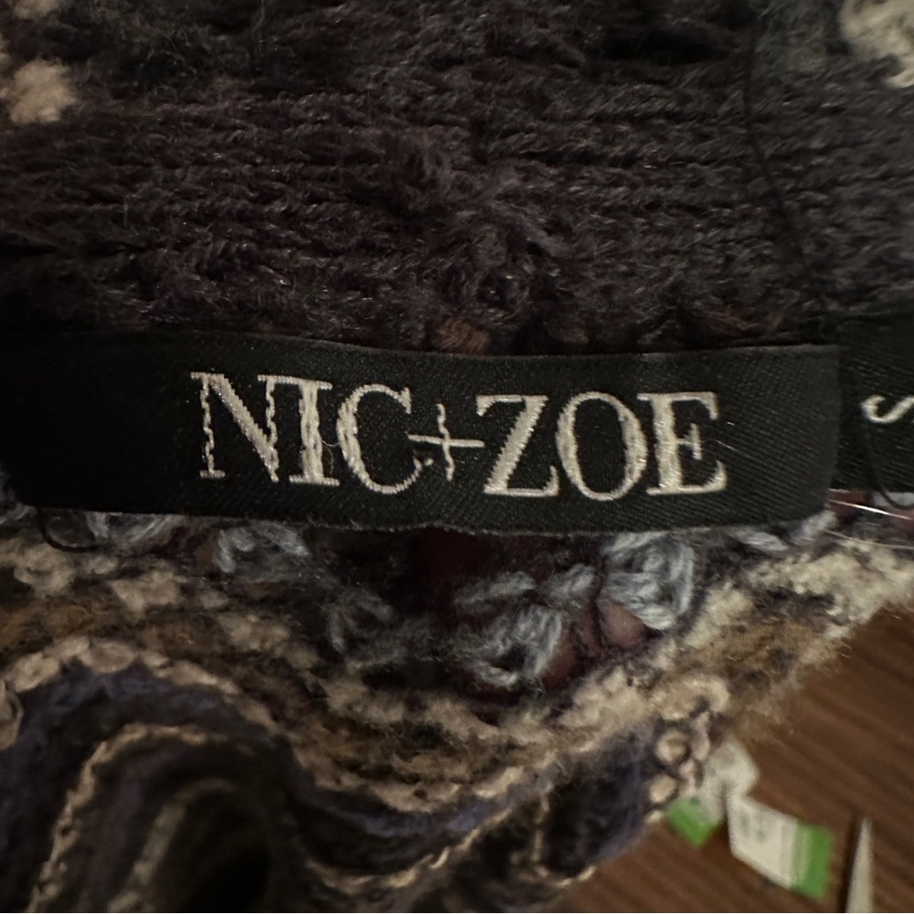 Nic+Zoe Celestial Multicolor Chevron Open Front Open Knit Cardigan Zigzag size S - Picture 6 of 7